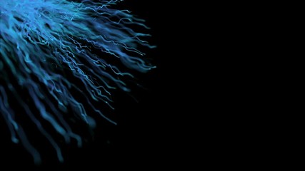 Poster - wires stretch to the center of the screen. pleasant organic movements. energy field. business cinematic background. place for text.
