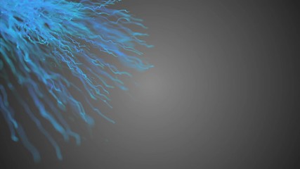 Poster - blue worms crawl to the center of the screen. pleasant organic movements. energy field. business cinematic background. place for text.