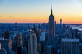 Fototapeta  - Lower Manhattan Downtown skyline panorama from Brooklyn Bridge Park riverbank, New York City, USA