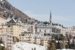 St. Moritz, Engadin, Oberengadin, Dorf, Engadiner Dorf, Kirche, St. Moritzersee, Corviglia, Alpen, Graubünden, Winter, Wintersport, Schweiz