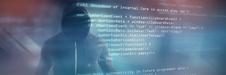 Poster - Composite image of male hacker standing