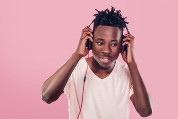 Poster - African-American man in headphones listening to music