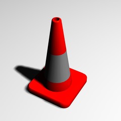 Illustration of road signs. 3d emergency bollards to indicate accidents and road works.