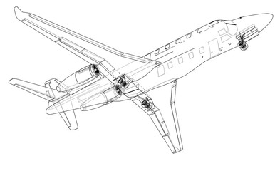 Poster - airplane blueprint. vector