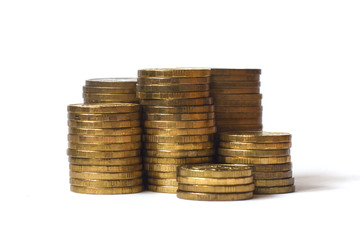 stack of coins isolated on white background