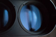 The front lenses of a powerful binoculars