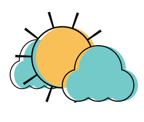 Sticker - Clouds and icon over white background, colorful design. vector illustration