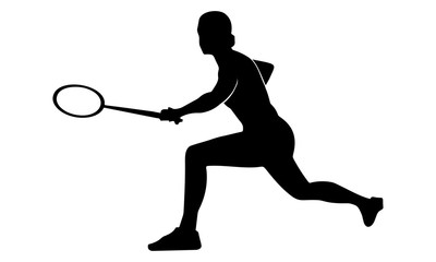 Wall Mural - silhouette of female badminton players