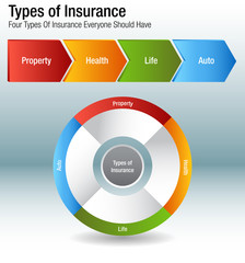 Sticker - Types of Insurance Property Health Life Auto Chart