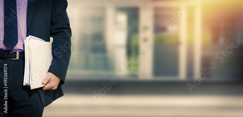 Cuadros en Lienzo business man with documents with background and space for text