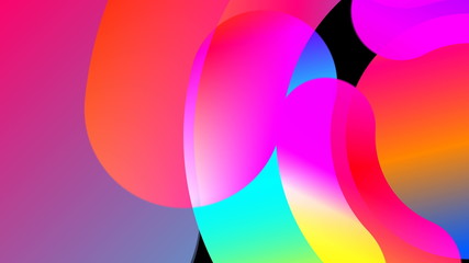 Poster - Abstraction with round colorful elements, 3d rendering background, computer generating