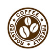 Brown Freshly Roasted Coffee stamp. Vector illustration