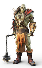 Savage Orc Brute Warrior Wearing Traditional Armor. Fantasy Themed Character On An Isolated White Background. 3d Rendering
