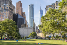 People Relaxing At A Public Park In New York City