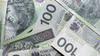 background of new Polish banknotes hundred zloty