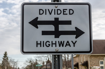 Wall Mural - Divided Highway Sign with Icon