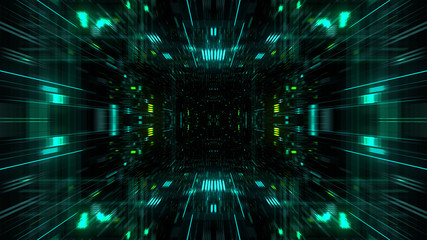 Poster - futuristic hud tunnel. display screens for tech titles and background, news headline business intro.