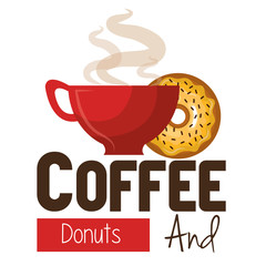 Sticker - delicious coffee cup and donuts