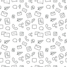 Seamless Sosial Life Icons Pattern On White Background