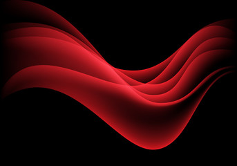 Wall Mural - Abstract red wave smooth smoke on black design modern background vector illustration.