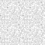 Seamless shopping icons pattern on white background Stock Vector