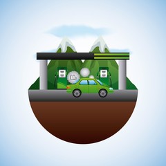 Canvas Print - energy types - landscape natural and station gas car vector illustration