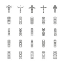Totem Icons Set , Outline Style