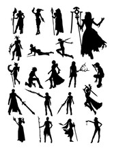 Cosplay Pose Silhouette. Good Use For Symbol, Logo, Web Icon, Mascot, Sign, Or Any Design You Want.