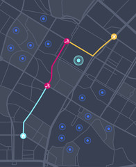 dashboard theme creative infographic of city map navigation.