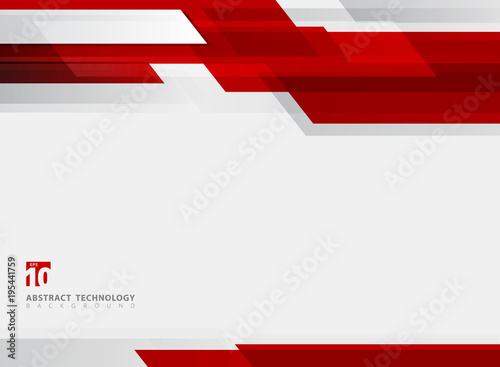 Fotografie, Obraz Abstract technology geometric red color shiny motion background.