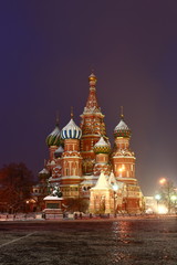 Wall Mural - St. Basil's Cathedral on Red Square in Moscow. Winter Night illumination. 

