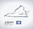 Virginia national vector drawing map on white background