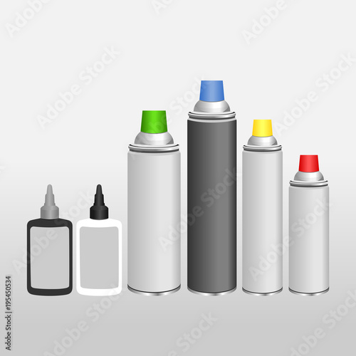 Fotografía Blank aluminium spray can and oil for chain template