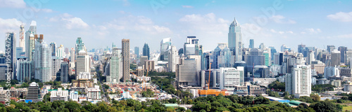 Canvas Print High building and tower in Bangkok Thailand, panorama of office buildings in dow