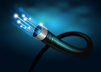 Poster - Future Technology With High Speed Internet Large data transfer with new fiber optic cable. Vector Realistic file.
