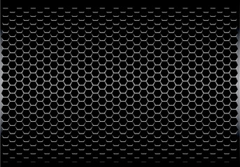 Poster - Dark gray hexagon metal mesh pattern design modern futuristic background texture vector illustration.