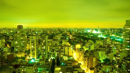 Wall Mural - Time-lapse view of the skyline of the city at night on September 7, 2016 in Buenos Aires, Argentina.
