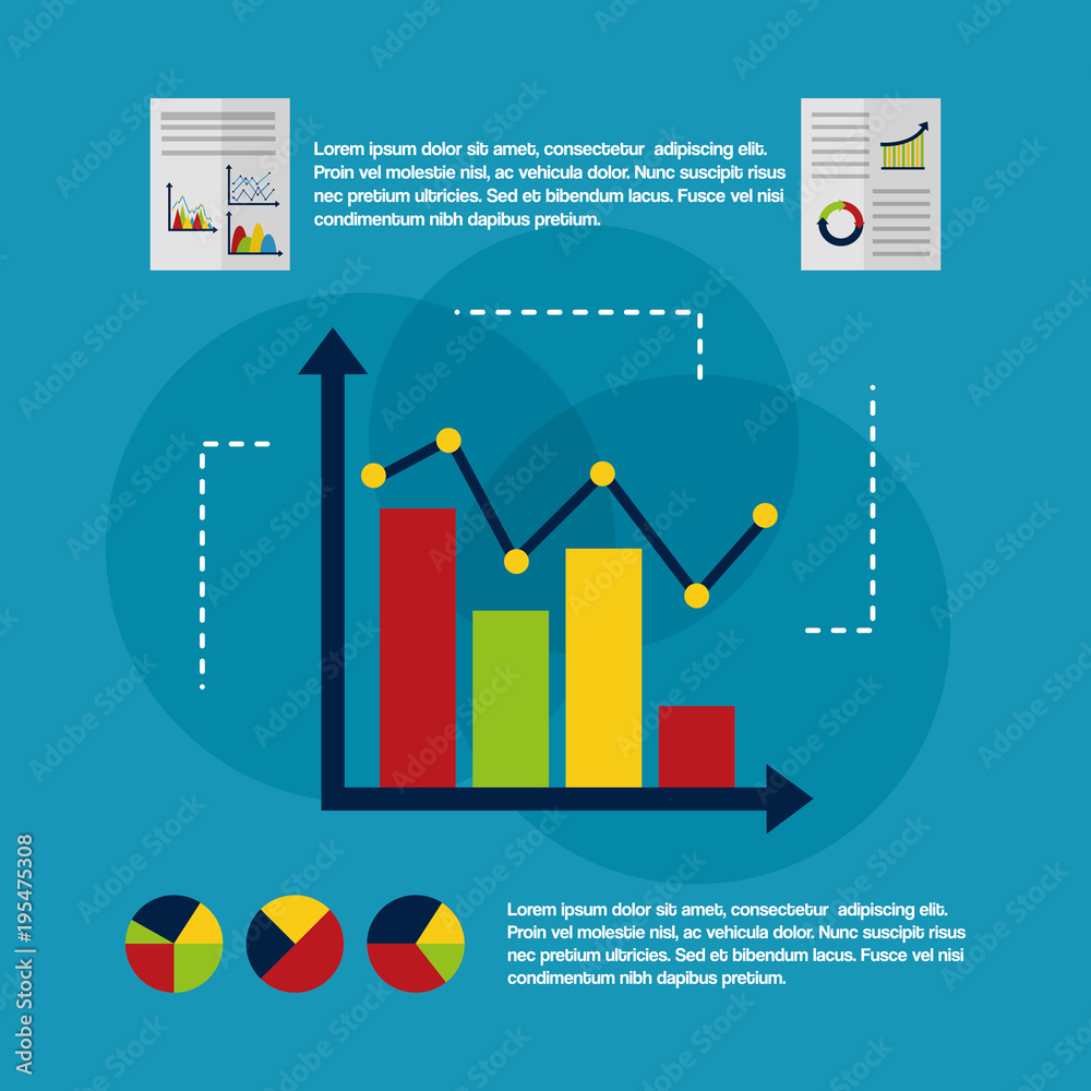 infographic diagram with point chart and bar statistics data business ...
