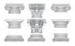 Vector realistic ancient greek roma column capitals set.