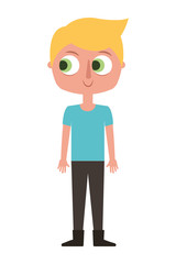 Sticker - cartoon little boy is standing character vector illustration