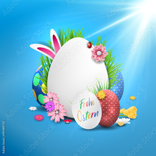Bunte Ostereier. Frohe Ostern. Happy easter image vector. Vector modern