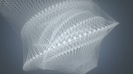 Poster - Abstract background with animation of waving and vibrating network surface. 3d rendering