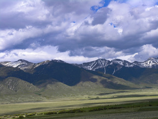 Wall Mural - Rocky mountains landscape with the white rocks