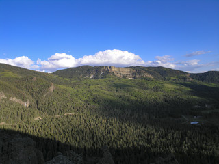 Sticker - Landscape with the forests and blue sky with clouds