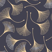 Seamless Floral Pattern With Ginkgo Leaves