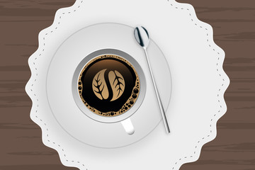 Wall Mural - Kaffeetasse mit Untertasse - Pflanze