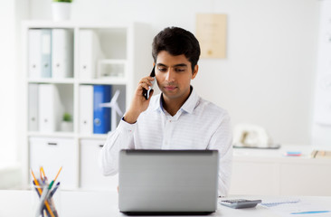 Sticker - businessman calling on smartphone at office