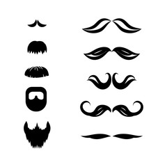 mustache and beard set vector.