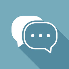 Poster - chat icon. White flat icon with long shadow on background