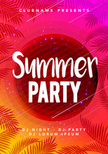Vector Illustration Abstract Flyer Poster Design Summer Beach Party Template